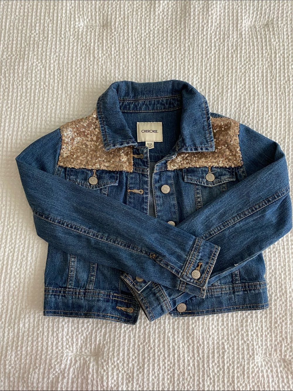 Cherokee Blue Denim Jacket with Gold Sequin Yoke